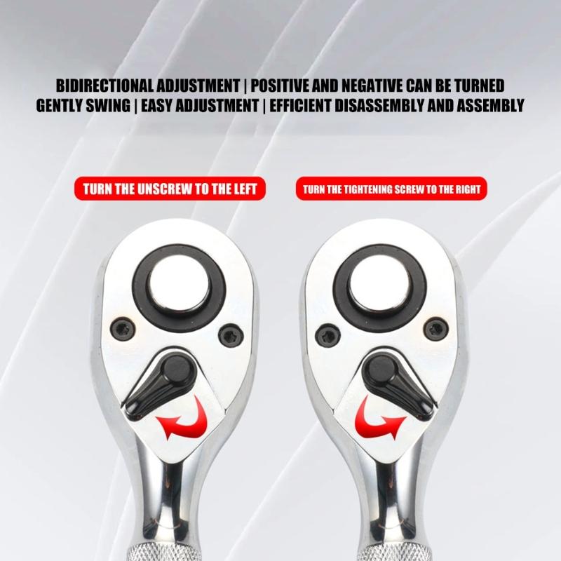 Multipurpose Ratchet Tool 72 Tooth Gear System Double Drive Heads 1/4 3/8 1/2inch For Confined Area Repairs