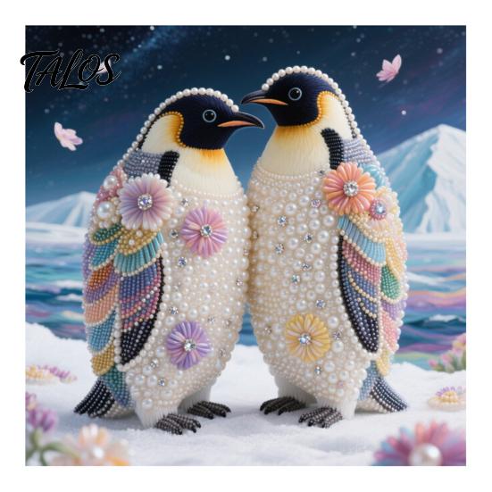 Decorative Tabletop Craft Ornaments Luxury Faux Pearl Rhinestone Painting Kit, 25x25cm DIY Resin Art with Animal Unique Projects Floral Patterns,