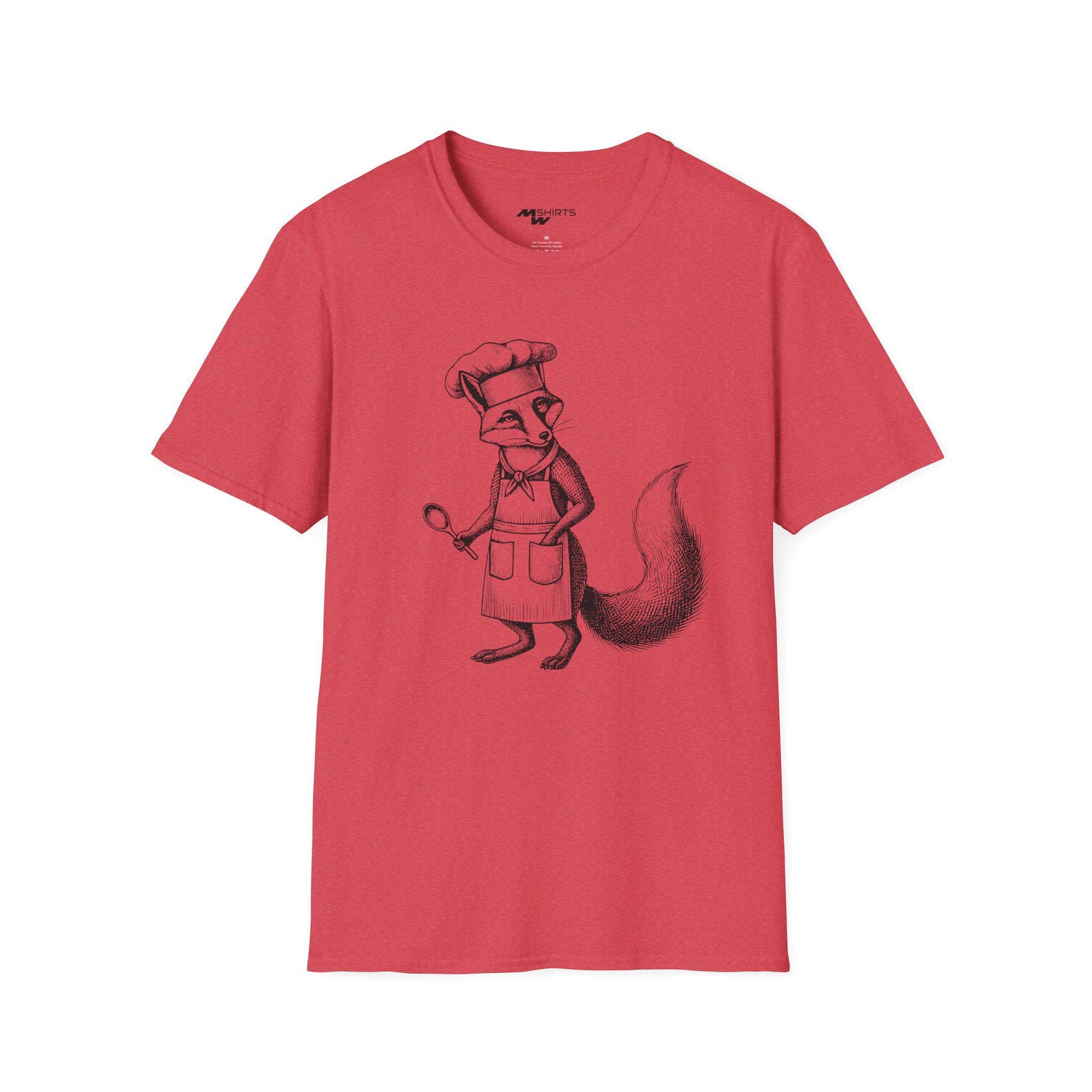 Engraved Fox Chef T-Shirt/ Unisex Softstyle T-Shirt S