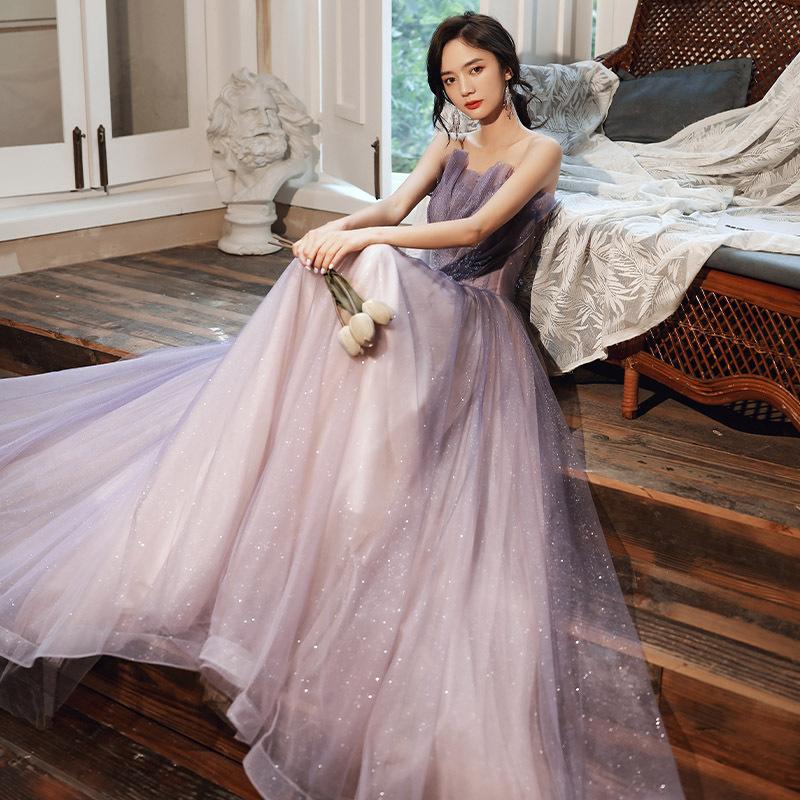 Temperament Hepburn Style Evening Dress Women's 1011 Summer Tube Top 18th Adult Birthday Party Long Host Dress