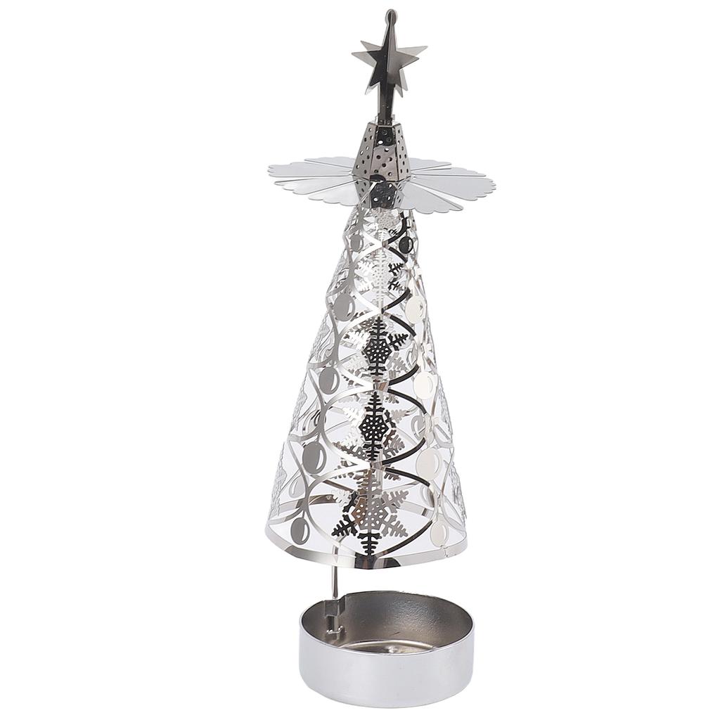 Spinning Candle Holder Rotating Candlestick Set for Romantic Wedding Christmas Party Silver