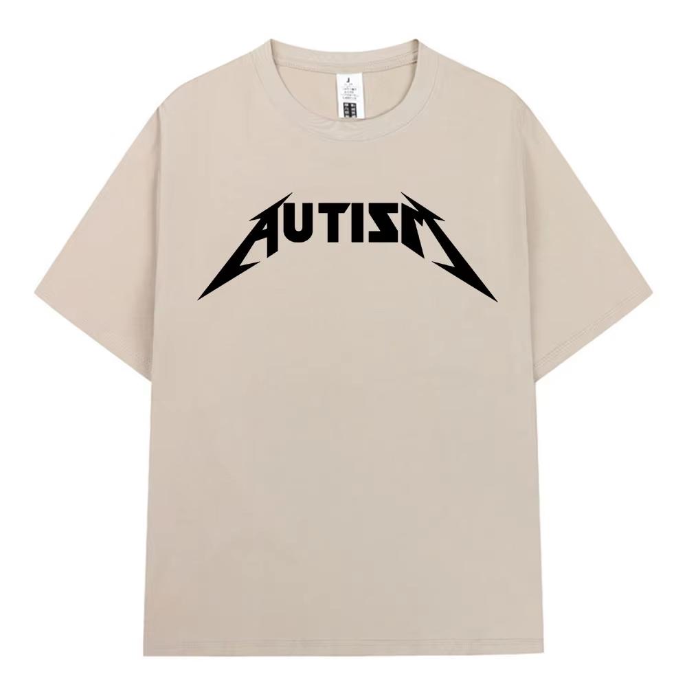 2026 Hot Sale Autism Metal Rock Meme T-shirt Men Women Fashion Hip Hop Short Sleeve Oversized T-shirts Cotton Comfort T Shirts Streetwear Tee Tops