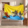 Tom and Jerry Printed Flannel Blanket, Skin Friendly Warm Throw for Indoor Couch Bed Daily Use