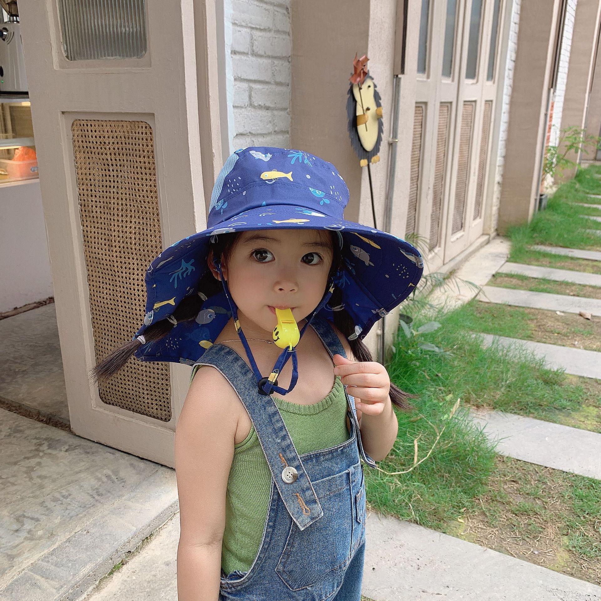 

Детская летняя шляпа от солнца: Защита от ультрафиолета, симпатичный дизайн с широкими полями для девочек и мальчиков One Size