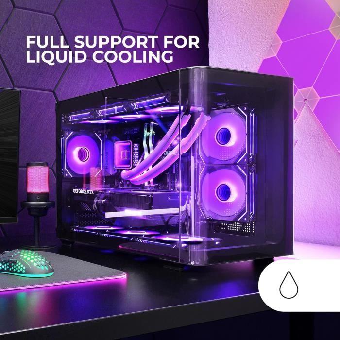 Micro-ATX Gaming Case - Mars Gaming - MC-FusionM - Curved Glass - Liquid Cooling - Dual Chamber