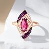 Shiny Red Natural Zircon Rings For Women Fashion Geometry  Rose Gold Color High Quality Daily Fine Vintage Jewelry