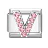 1pz Micro Intarsiato Zirconia Rosa Full Zircone 26 Lettere Inglesi Fascino Italiano Adatto Bracciale in Acciaio Inossidabile da 9mm Gioielli Fai da Te