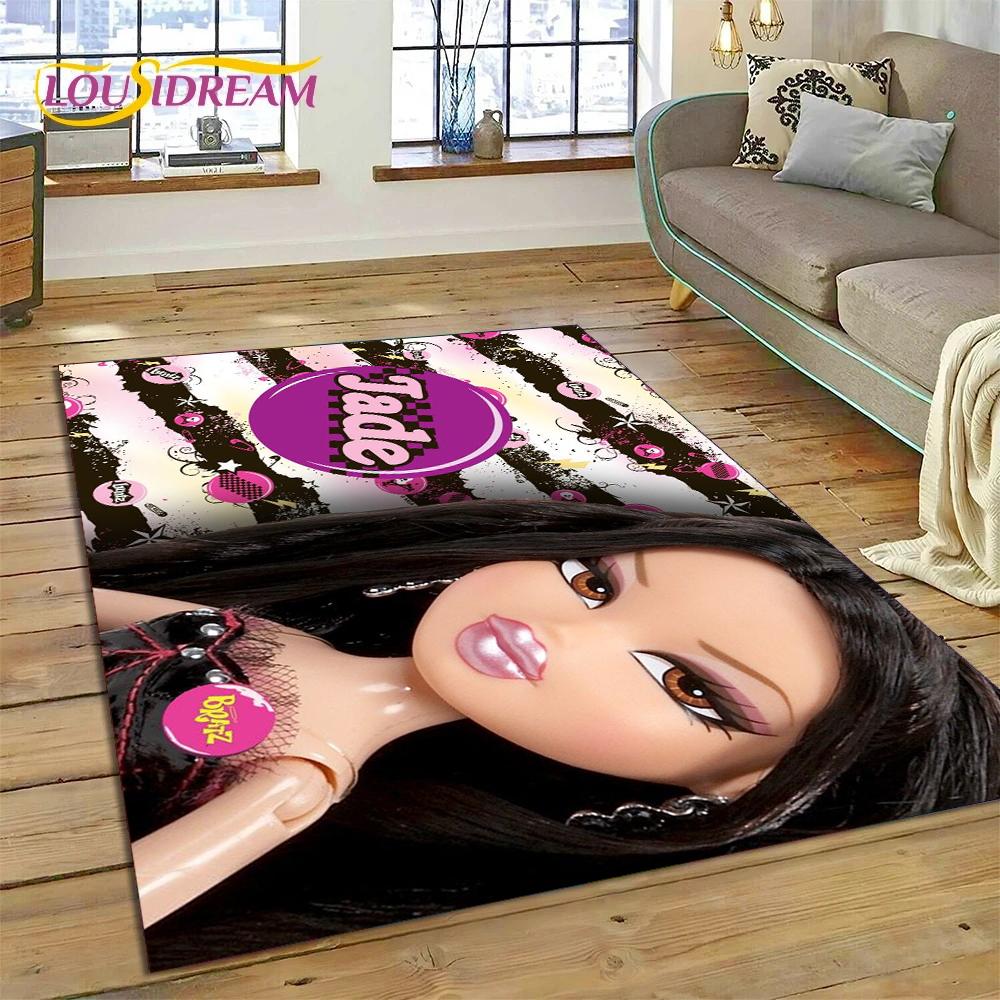 HD Cartoon Bratz Doll Cute Girls 3D Rug Carpet for Living Room Bedroom Home Decor,Floor Mat Non-slip Decoration for Sofa Doormat