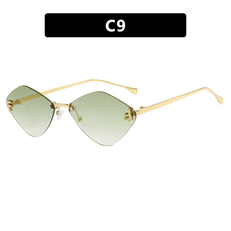 Frameless rhombus sunglasses letter F women's high-end elegant sunglasses European and American fashion sunglasses sun protection