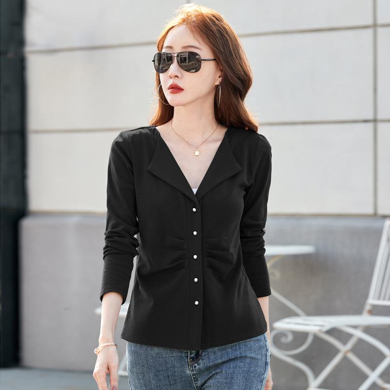 Spring and Autumn Women's Slim Long Sleeve Casual Hundred Bottom T-shirt