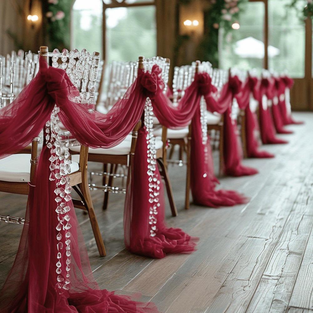 Set of 10/50 Chair Sashes Elegant Wedding Chair Decor Semi-Sheer Tulle for Wedding Parties Churches Christmas Aisle Accent