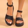Summer Women's Sandals Luxury Leather Sandals Square Toe Open Toe Strap Sandals Comfortable Block Heel Platform Sandalen