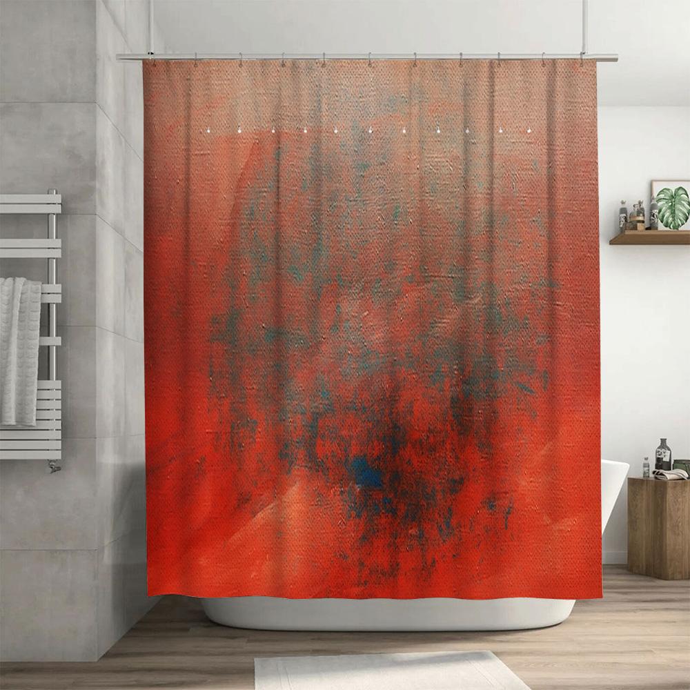 Red and Black Waterfall Shower Curtain with Abstract Design for Bathroom Decor Bath Mat Set Included (Size72x84 inches) on AliEx