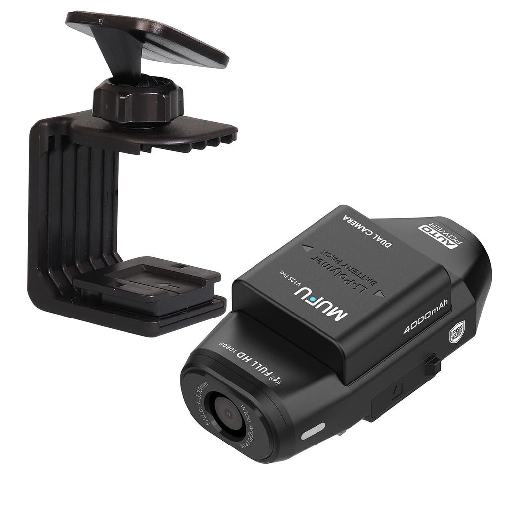 MUFU Dash Dual Camera Instant 2 Full 4000mAh Smart In-Car Cam, Recording, Recording, WiFi, Megapixels, HD, Built-in Battery, Sensor, Black,