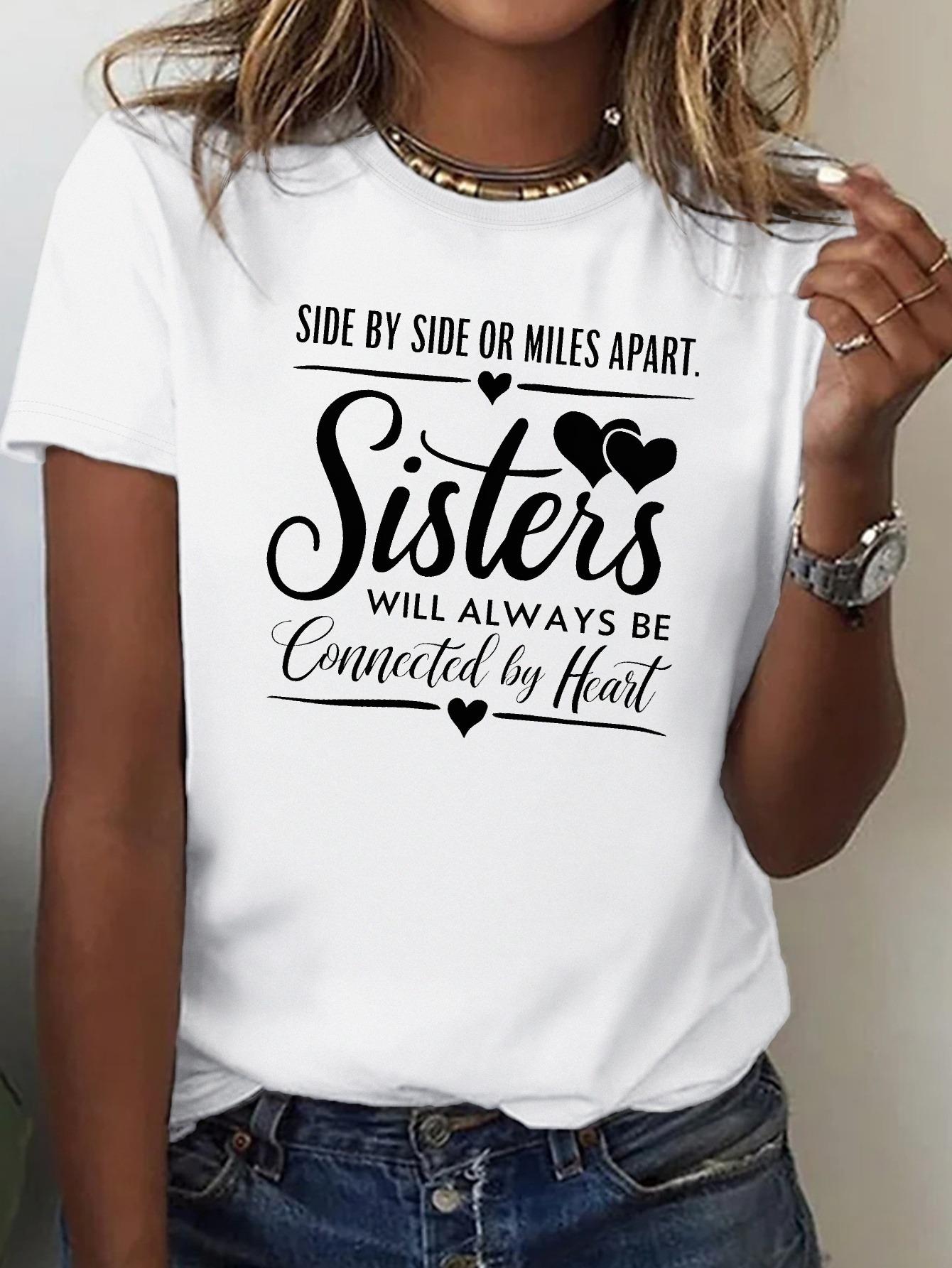 

[Connected by Heart T-Shirt] Women s Casual Connected by Heart Quote T-Shirt | Short Sleeve, Crew Neck, Knit Fabric, Loose Fit, All Seasons S разноцветный