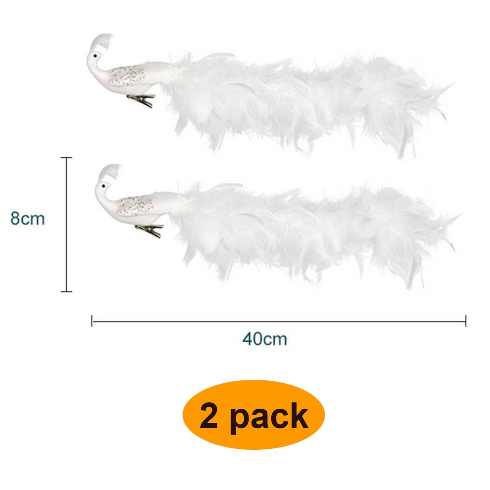

2pack PChristmas Tree Decoration Xmas Ornament Bird Figurine Artificial Peacock Long Tail Realistic Natural Feathers Xmas Decor