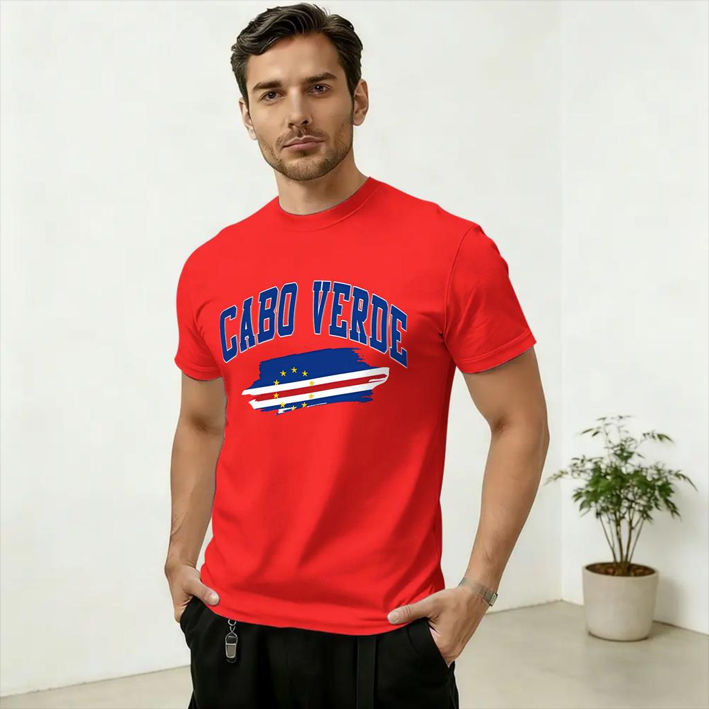 Cabo Verde Art Unisex T Shirts Novelty Tee Shirt Short Sleeve Round Neck TShirt Cotton Birthday Present Tops