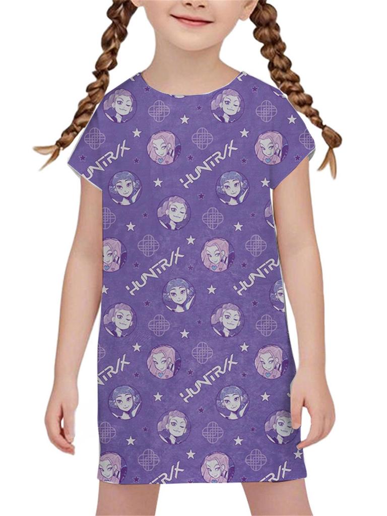 DZ Style Demon Hunter Girl Anime Nightgown – Hot-Selling Cartoon Print Dress