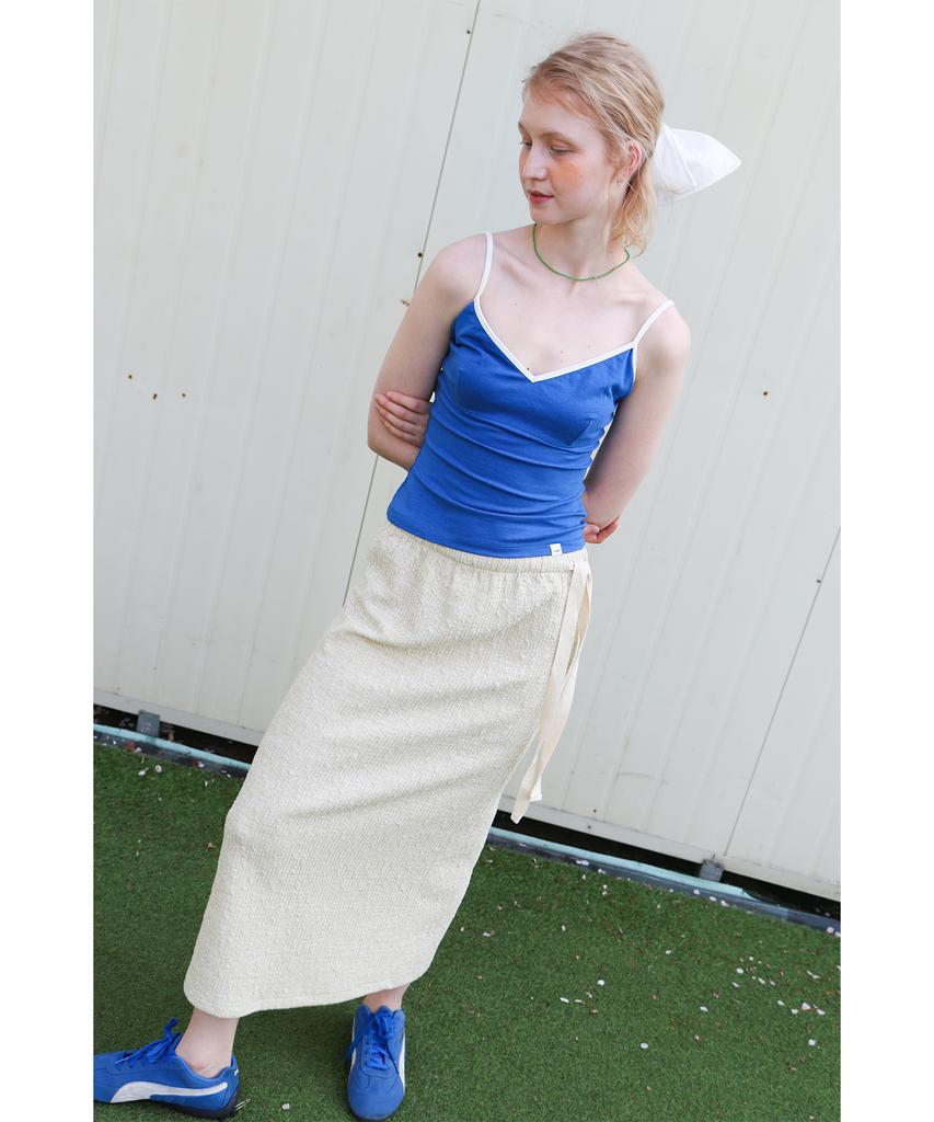 Forev Melange Knit Long Skirt - Sage Green