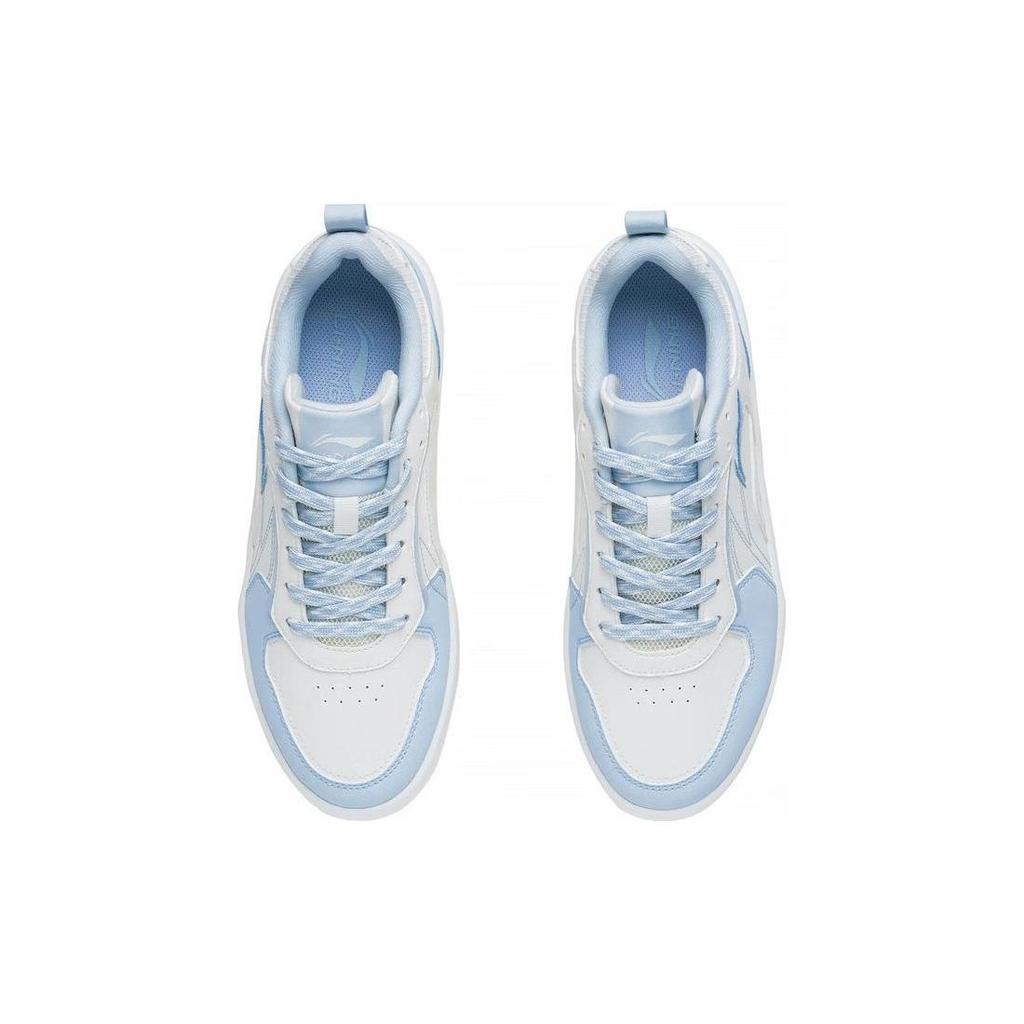 Li Ning Wheat Age Slip Resistant, Abrasion Resistant, Breathable Low top Skateboard Shoes Women's White Blue AGCT148-4