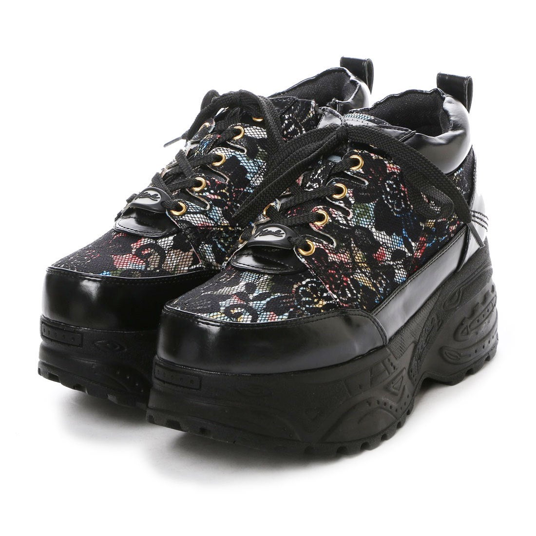 YOSUKE YO729BW12532 Black Lace Platform Sneakers Japanese Kawaii Gothic Harajuku Shoes 22.5cm