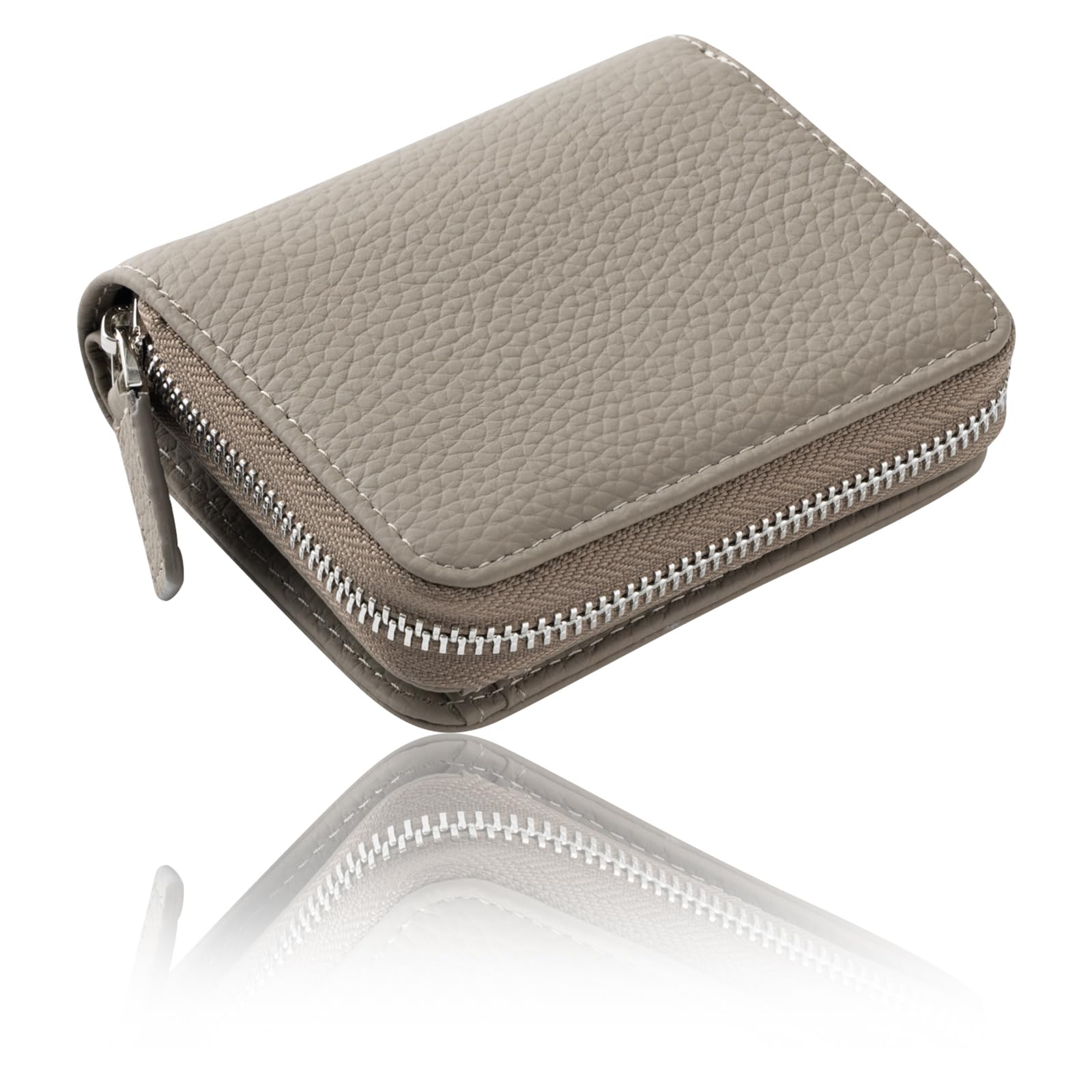 

OTSUTOTSU Compact Genuine Leather Bifold Wallet with Large and Bill Holder Women s Capacity, Anti-Skimming, Fold-Free (Neutral Beige)