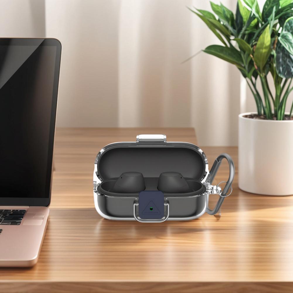 TPU Transparent Case for Sony WF-C510 Protective Skin Case Anti-Drop Earbuds Shell with Carabiner for Sony WF-C510 Charging Case