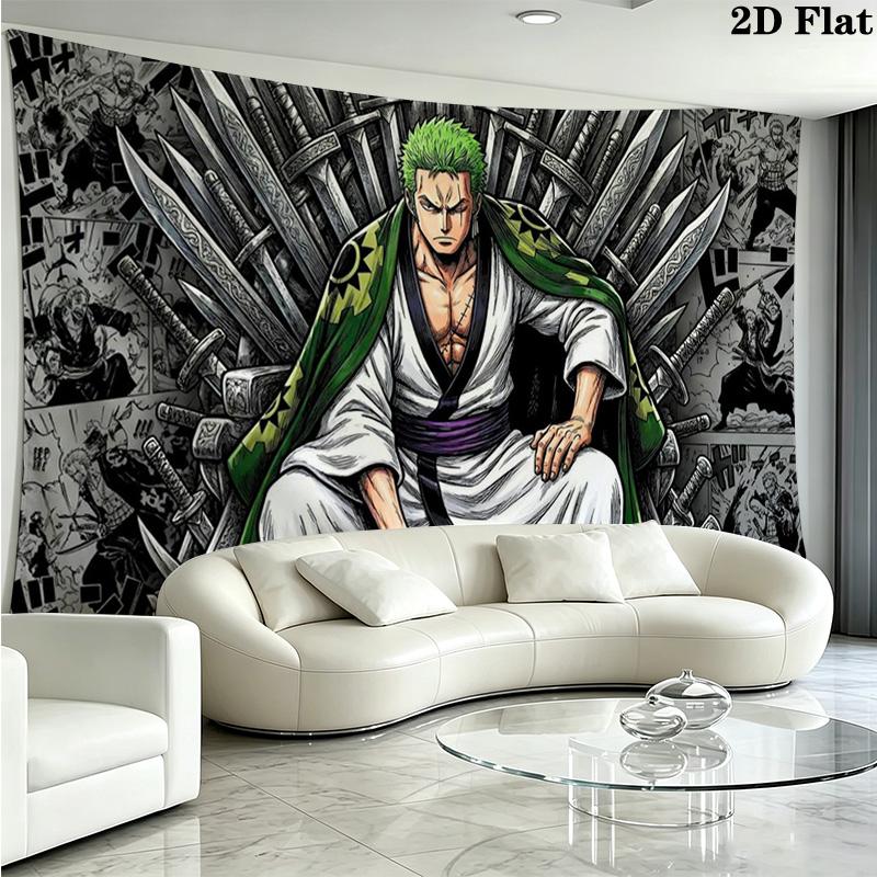 Roronoa Zoro Wall Tapestry Aesthetic Wall Hanging Printed Fabric Blanket Decorative Tapestries for Bedroom Living Room Home Decor