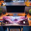 Anime Purple Cherry Blossom Town Large Gaming Mouse Pad Non‑Slip Rubber Mat For Smooth Mouse Control Laptop Gaming Desktop