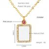 18K Titanium Steel Birthstone Pendant Necklace with Square Shell Design for Women
