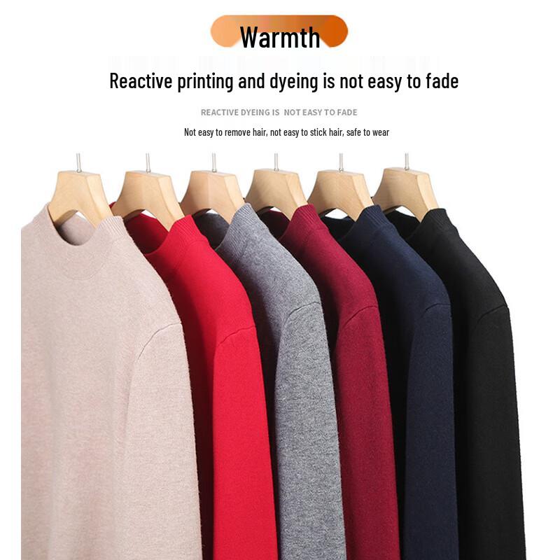 Luomeng Men's Fleece-Lined Mock Neck Knit Sweater WLL303R