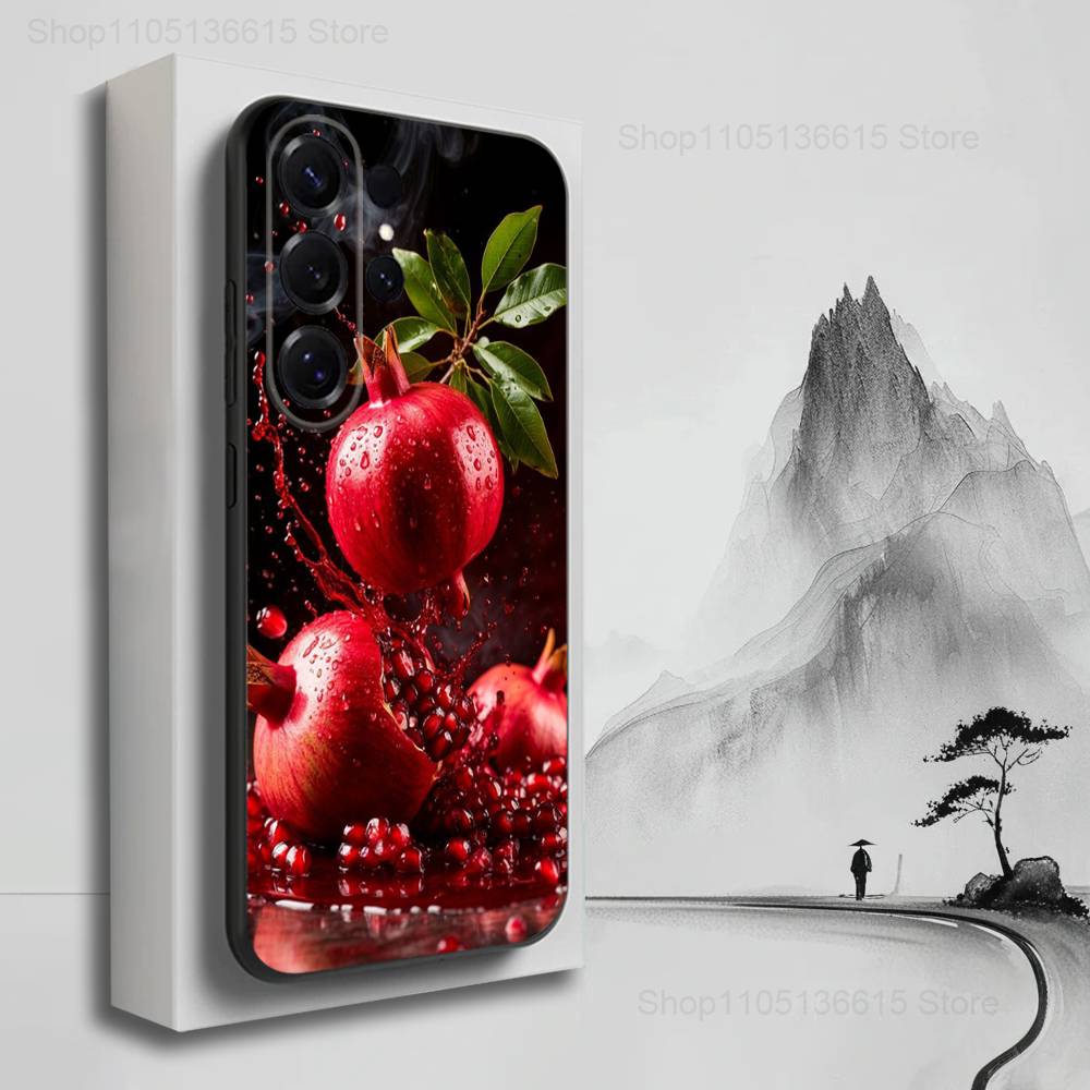 

Tasty Fruit Pomegranate Phone Case For Samsung S22,S21,S20,S10,S9,S25,S24,S23,Ultra,FE,Plus,Lite,Soft Silicone Black SamsungS10lite