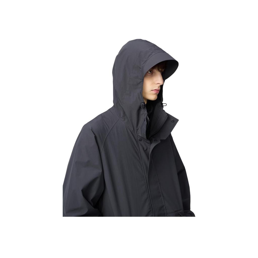 UNIQLO FW25 Dark Gray Hooded Button-Up Loose Fit Casual Jacket Men jackets 479412-08
