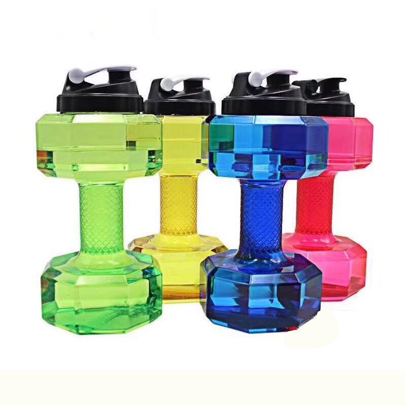 Dumbbell-Shaped Large Capacity Water Bottle for Fitness - Portable Sports Kettle for Men and Women, PET Material
