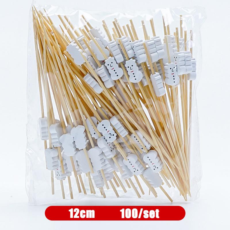 Christmas And New Year Disposable Fruit Sticks Fruit Forks Creative Art Toothpicks (100 Sticks Per Pack)