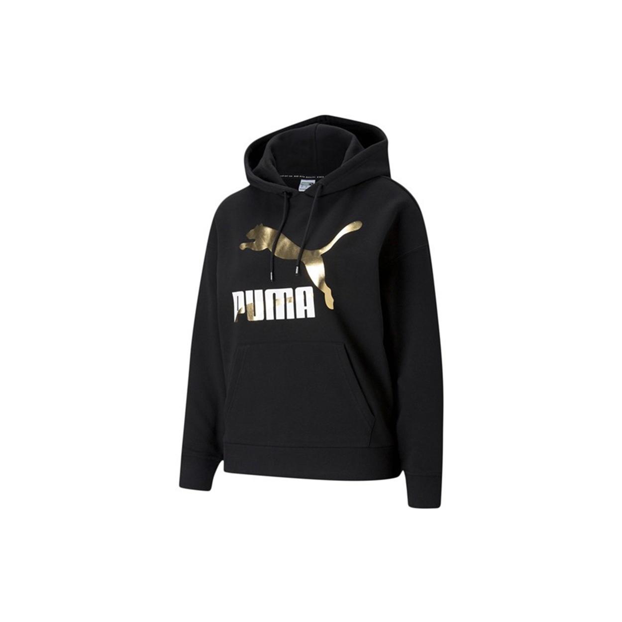 (WMNS) PUMA Classics Logo Printing Sports Hoodie Black Women s 531385-51 S