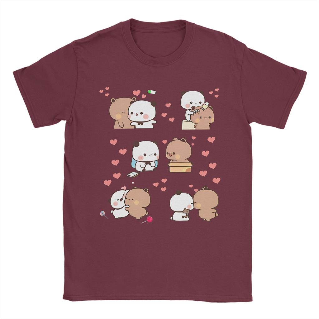 Unique Kawaii Bubu Dudu Couple Pandas TShirts Unisex Round Neck 100 Cotton T Shirt Short Sleeve Tee Shirt Unique Tops