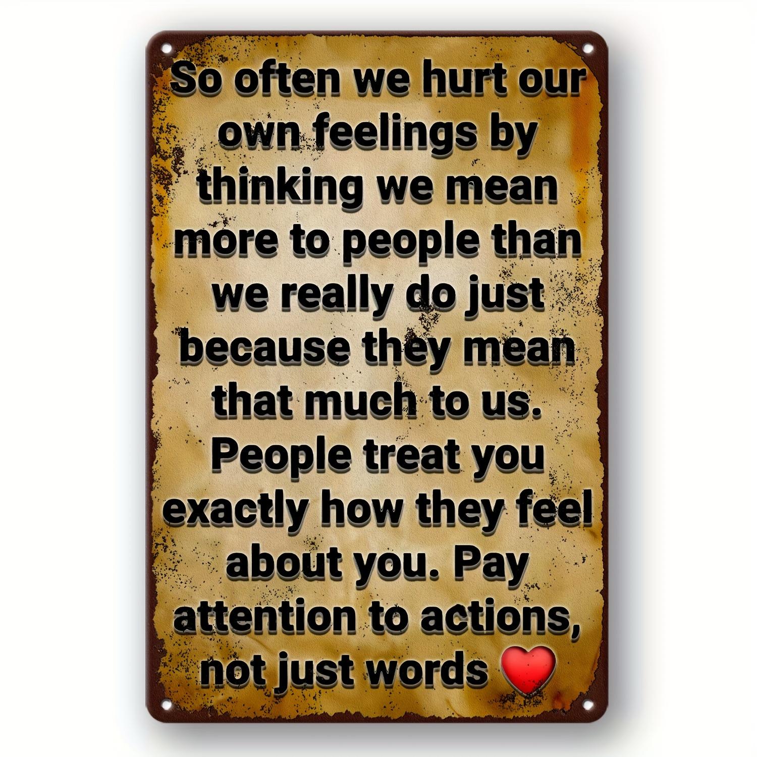 Vintage Emotional Quote Pay Attention to Actions Metal Tin Sign Wall Decor 20x30cm(7.8x11.8inch)