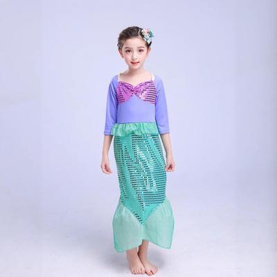 Mermaid Princess Long Sleeve Sequin Dress for Girls