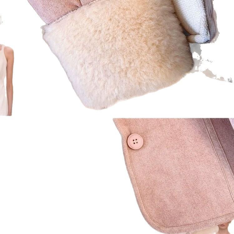 Doll collar pink fur integrated lamb wool jacket women's autumn and winter small new velvet thickened top