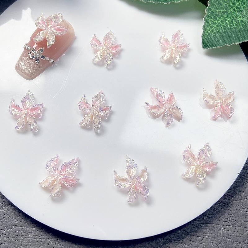20pcs Mixed Nail Art Resin Little Colorful Flower Nail Charm Design Luminous Charms Rhinestones Diy Craft For Nail 3d Decoration