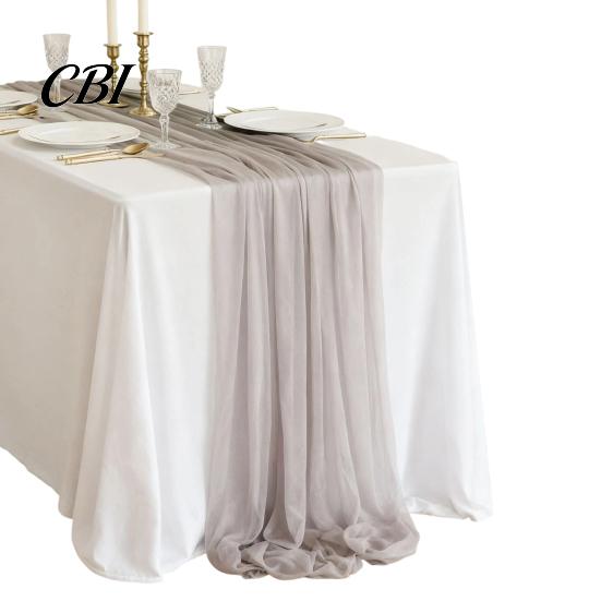 Chiffon Table Runner Sheer Flowing Runner, Wedding Elegant Solid Color Charming Dining Accessory for Home Bridal Shower Party Decor