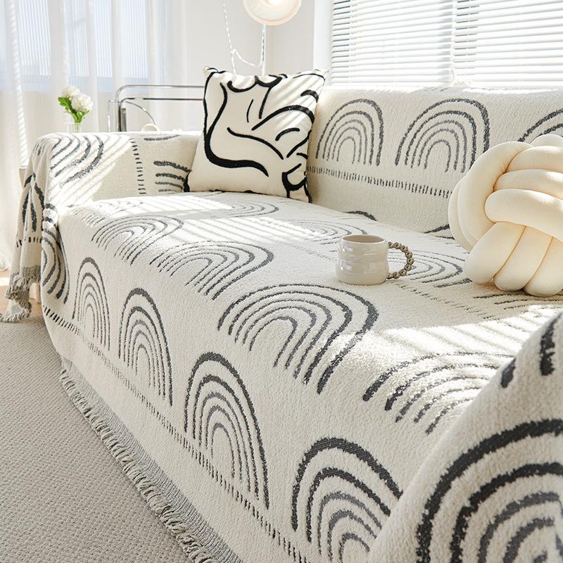 Nordisk Dusk Pledd Full Fire Sesonger Bomull Sofatrekk Håndkle Støv Anti-katt Ripebeskyttelse Trekk Sofapledd Teppe