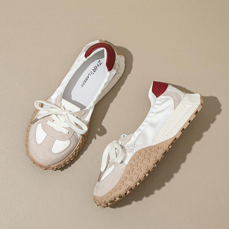 Pantofi sport casual de damă respirabili de primăvară și toamnă, la modă, versatili, cu talpă groasă și șireturi