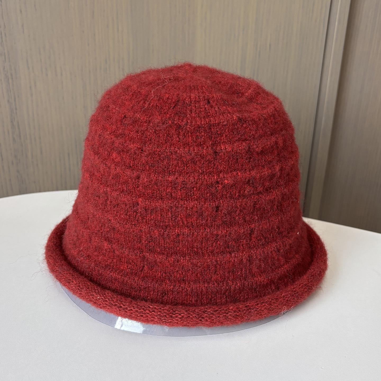 Soft Waxy Crimped Bucket Hat Women Travel Show Face Small Warm Knitted Hat Casual Versatile Bucket Hat One size fits all