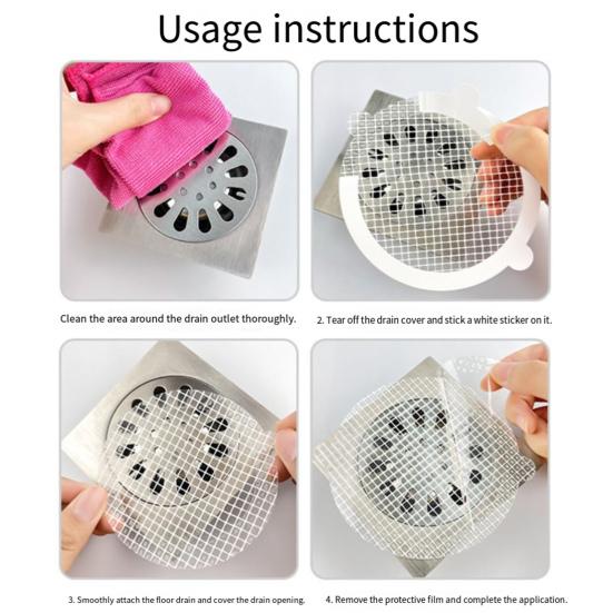 10/50Pcs Disposable Hair Drain Stickers Upgrade Shower Drain Cover Hair Catcher Bathroom Protector Mesh Floor Drain Stickers