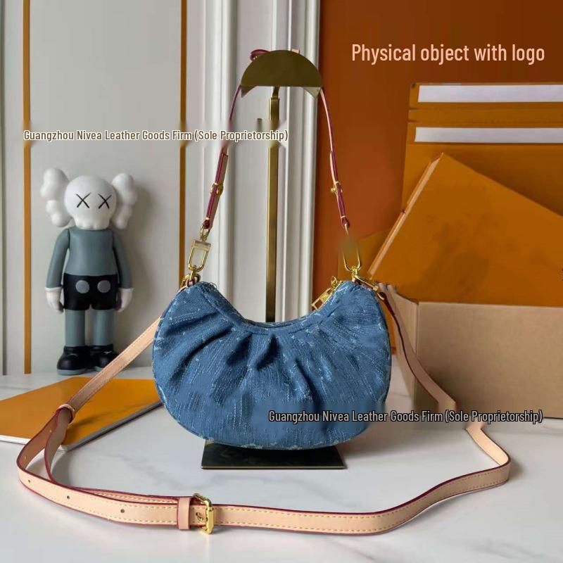 

Women s Fashionable Genuine Leather Monogram Denim Shoulder Bag 21cm x 7cm x 15cm