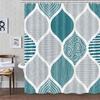 Bohemian Shower Curtain for Bathroom, Geometric Pattern Toilet Decoration Accessories Shower Curtain Belt 180x180cm