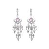 Super Fairy Pink Diamond-Encrusted Love Water Drop Earrings, Retro Baroque Long Sweet Fringed Temperament Earrings