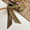Long streamer bow tied hair retro Dunhuang oil painting silk scarf headband women tied headscarf
